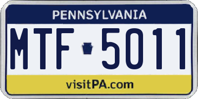 PA license plate MTF5011