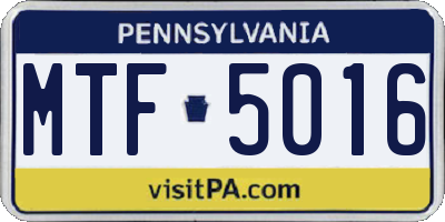 PA license plate MTF5016