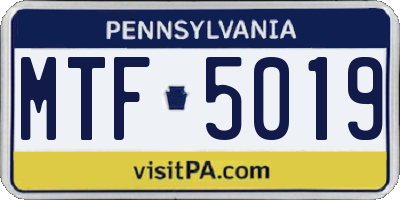 PA license plate MTF5019