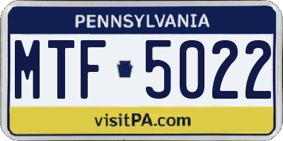 PA license plate MTF5022