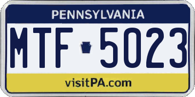 PA license plate MTF5023