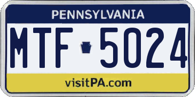 PA license plate MTF5024