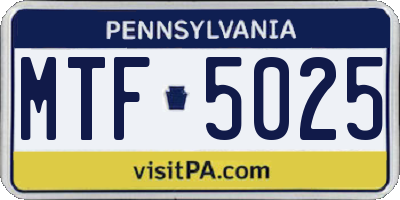 PA license plate MTF5025
