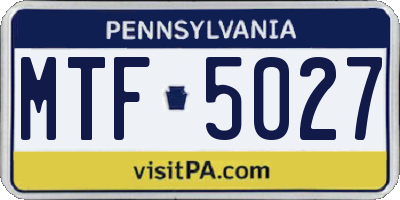 PA license plate MTF5027