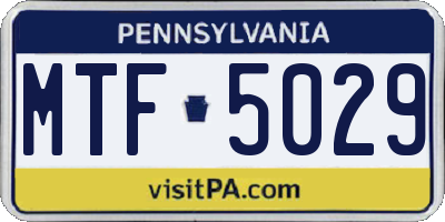 PA license plate MTF5029
