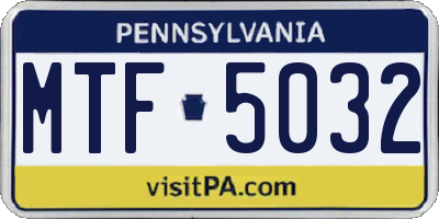 PA license plate MTF5032