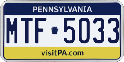 PA license plate MTF5033