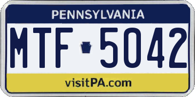 PA license plate MTF5042