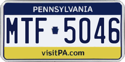 PA license plate MTF5046