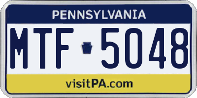 PA license plate MTF5048