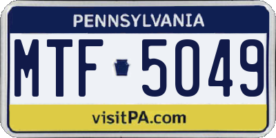 PA license plate MTF5049