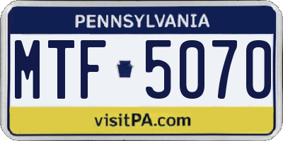 PA license plate MTF5070