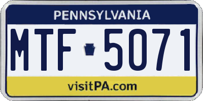 PA license plate MTF5071