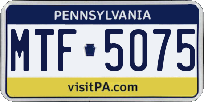 PA license plate MTF5075