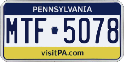 PA license plate MTF5078