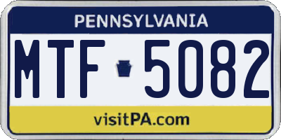 PA license plate MTF5082