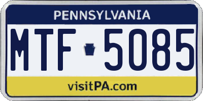 PA license plate MTF5085