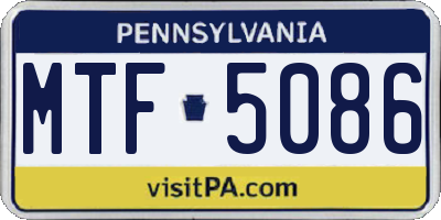 PA license plate MTF5086