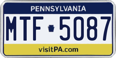 PA license plate MTF5087