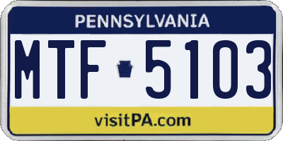 PA license plate MTF5103