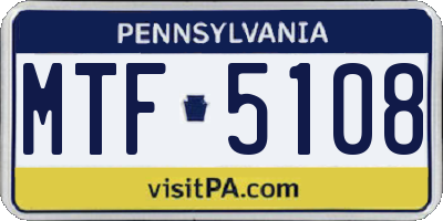 PA license plate MTF5108