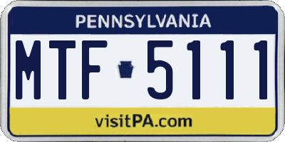 PA license plate MTF5111