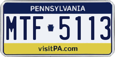 PA license plate MTF5113