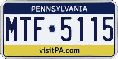 PA license plate MTF5115