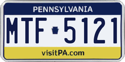 PA license plate MTF5121