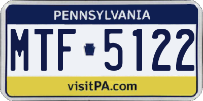 PA license plate MTF5122
