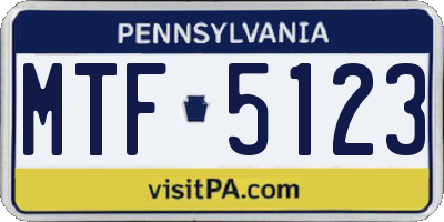 PA license plate MTF5123