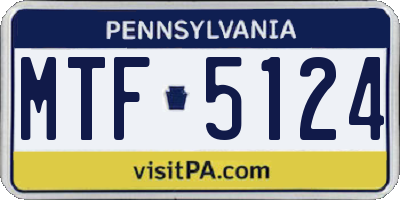 PA license plate MTF5124