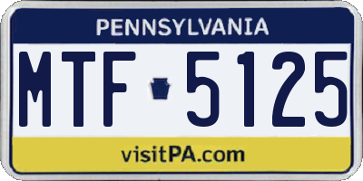PA license plate MTF5125