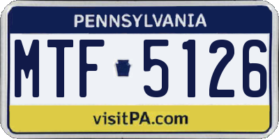 PA license plate MTF5126