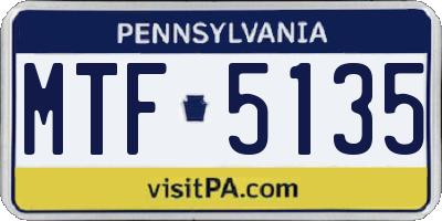PA license plate MTF5135