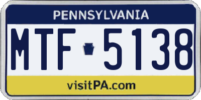PA license plate MTF5138