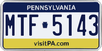 PA license plate MTF5143