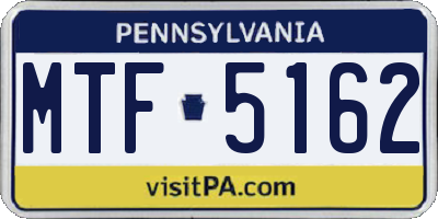 PA license plate MTF5162