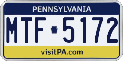 PA license plate MTF5172