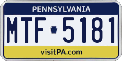 PA license plate MTF5181