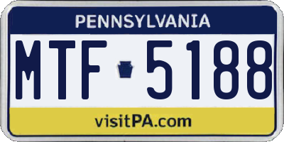 PA license plate MTF5188