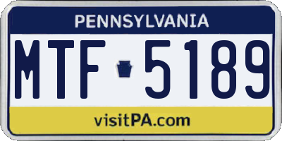 PA license plate MTF5189