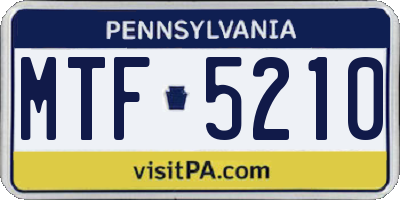 PA license plate MTF5210