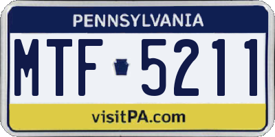 PA license plate MTF5211
