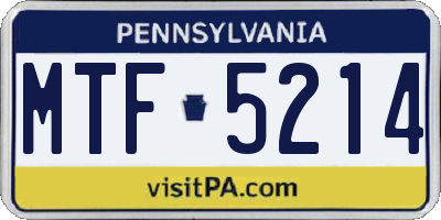 PA license plate MTF5214