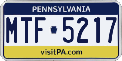 PA license plate MTF5217