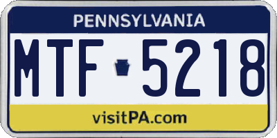 PA license plate MTF5218