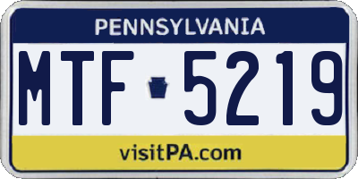 PA license plate MTF5219