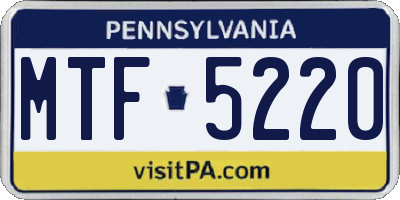 PA license plate MTF5220