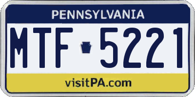 PA license plate MTF5221